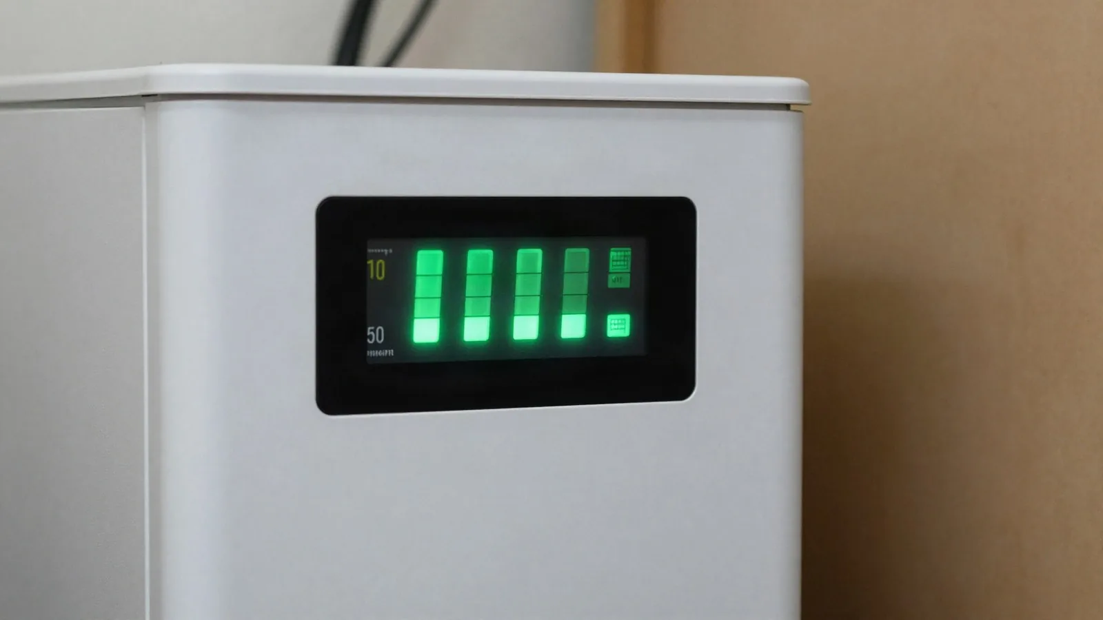 Statusanzeige eines Batteriespeichers mit grünen Ladebalken